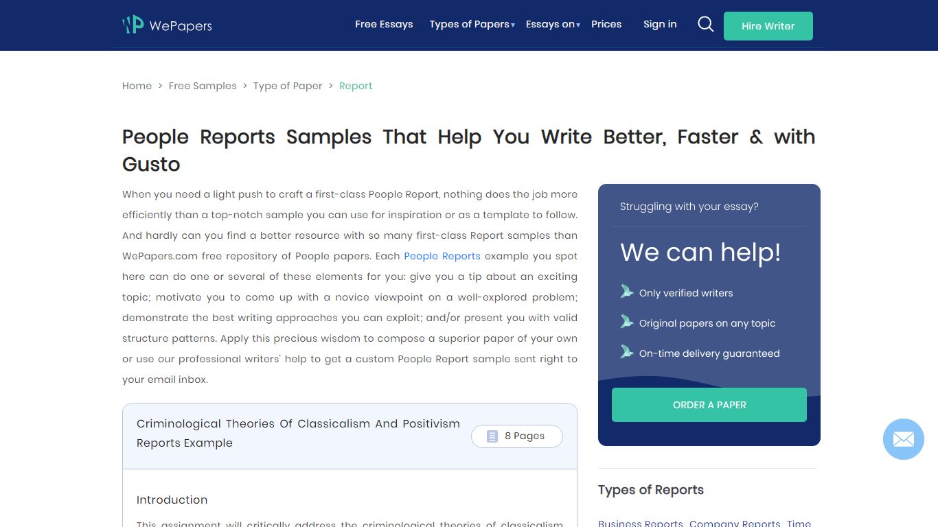 People Report – Free Examples for Every Purpose | WePapers